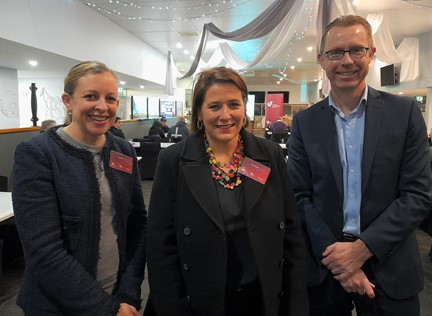 Victorian Health Building Authority BBHR Project Director Anna Marshall, Member for Wendouree Juliana Addison and City of Ballarat CEO Evan King