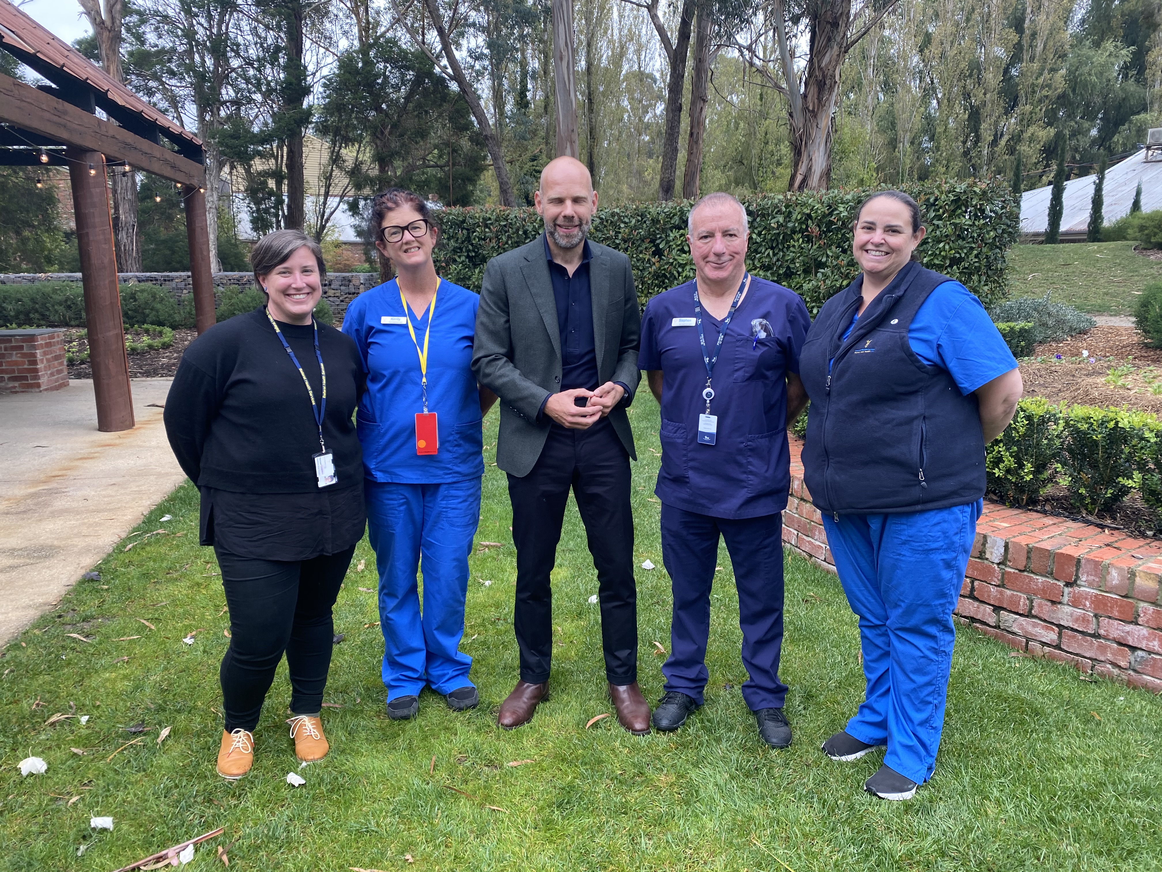 Clinical project lead Rachael Charity, COVID educator Kirrily Caldow, COVID19 response commander Jeroen Weimar, emergency workforce vaccinator Stephen Ford and associate nurse unit manager Cathryn Schmidt