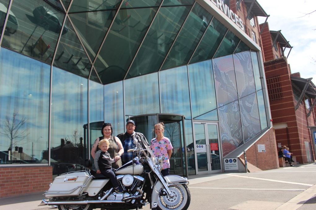 [L-R] Renae Plecher, Kaiden, Ted Kennis and Lauren Malone (Clinical Nurse Specialist, Grampians Health Ballarat Children’s Ward)