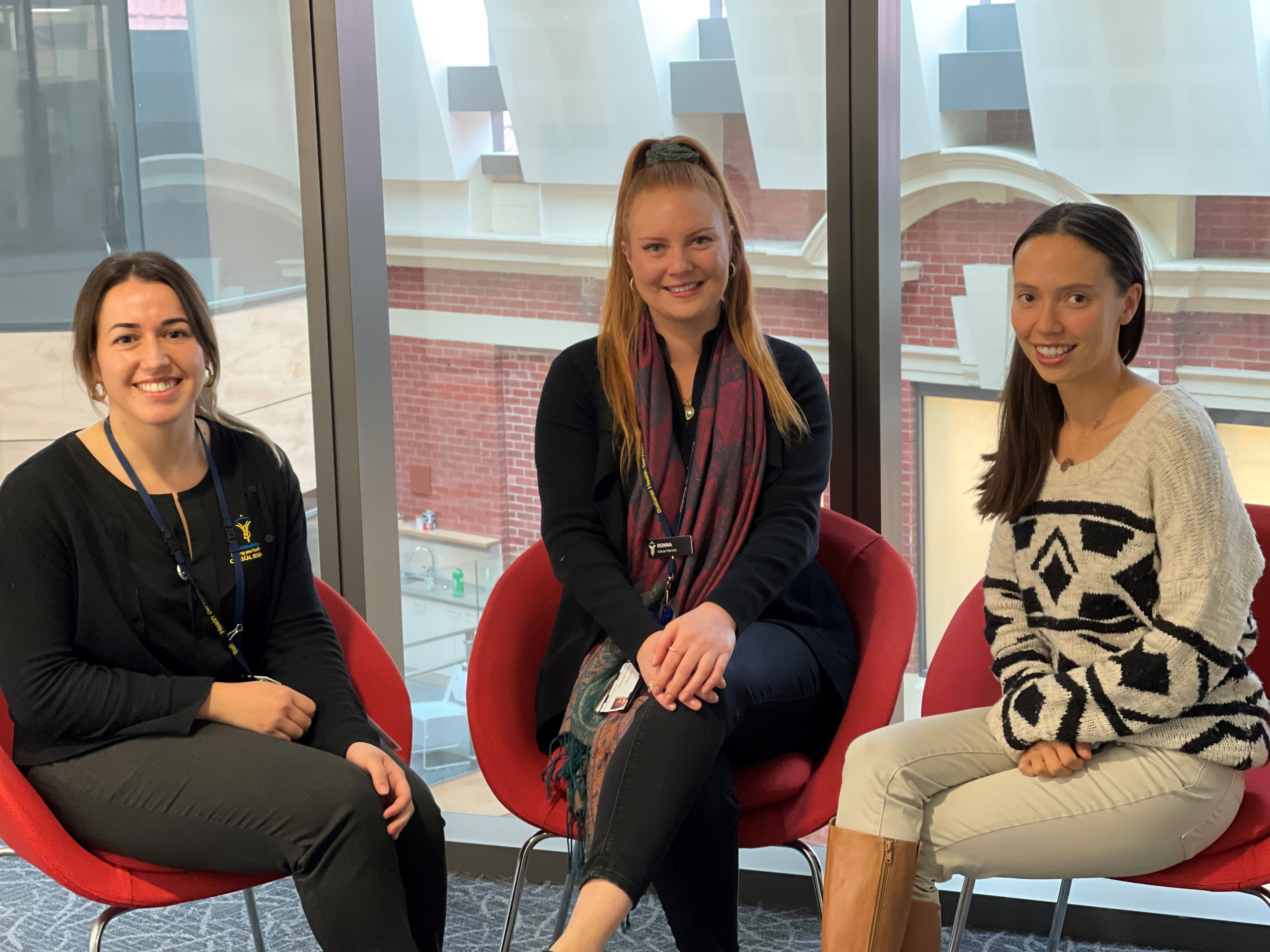 (L to R) Jasmine, Donna and Lisa,  members of our clinical trials unit