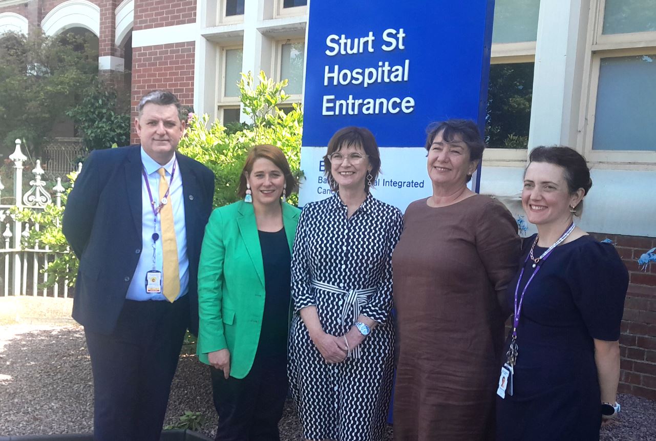 Pictured L-R: Grampians Health CEO Dale Fraser, Member for Wendouree Juliana Addison, Minister for Health Mary-Anne Thomas, Member for Eureka Michaela Settle and Dr Natasha Frawley Clinical Director Women’s and Children’s Services